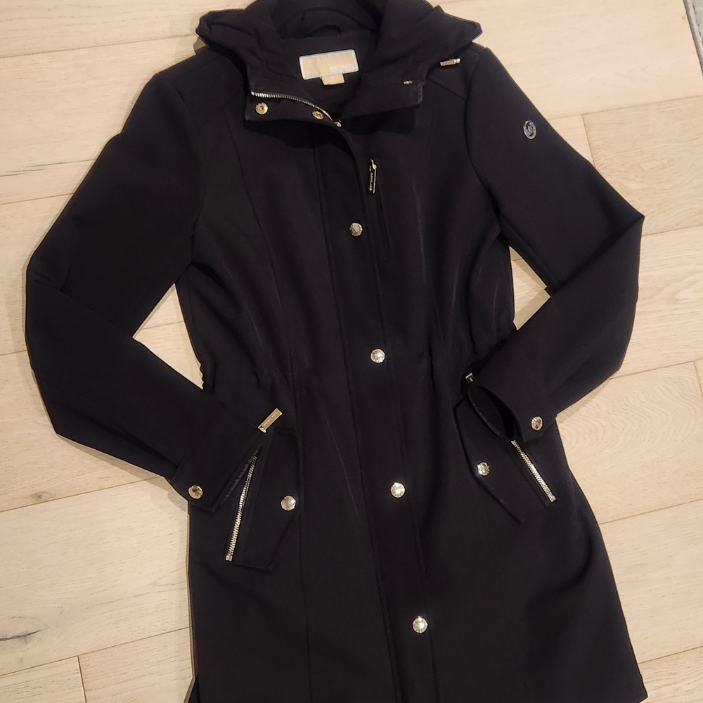 Michael Kors Black Trench Coat with Hood